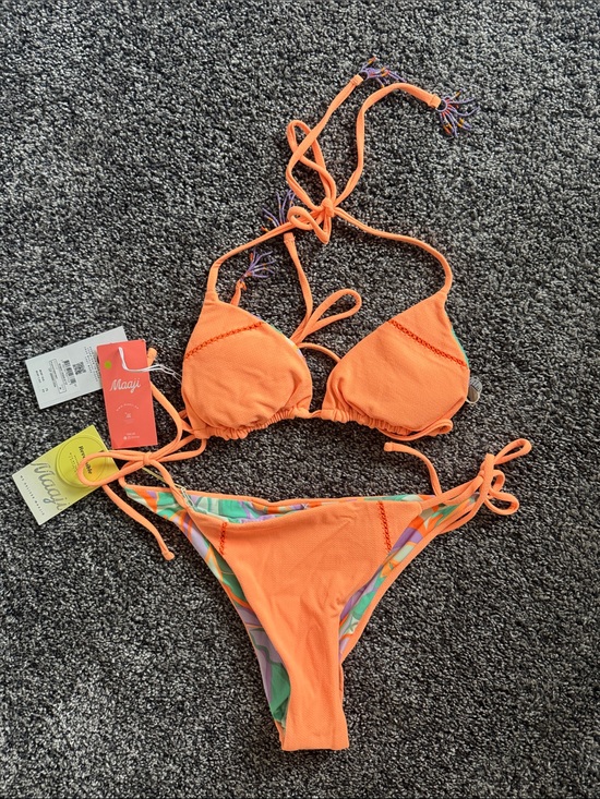 Maaji Other - Maaji Orange Textured Triangle Bikini Set
